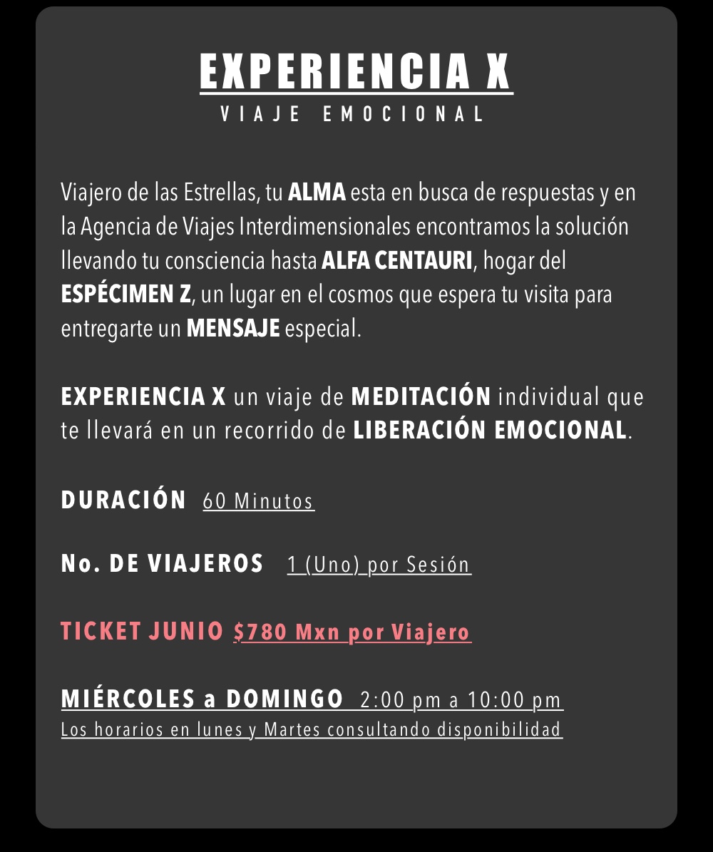Escape Room X. Salas de Enigma Rooms inmersivas. Resuelve retos de destreza mental y habilidad en un tiempo maximo de 60 minutos. Para equipos de 2 a 7 jugadores. Horario Miercoles a Domingo 2:00 a 10:00